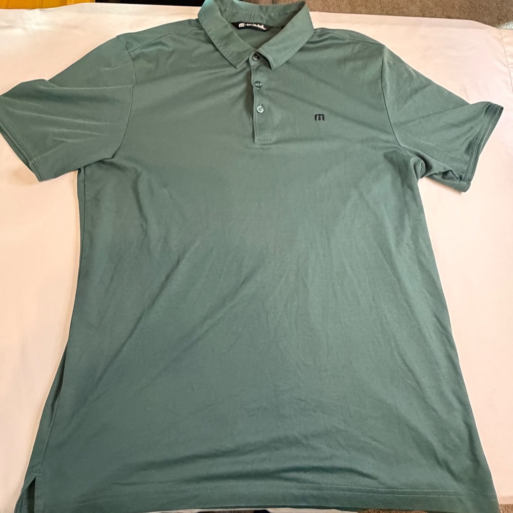 TravisMathew Mens XL Green Short Sleeve Golf Polo Shirt RN123280 Preppy